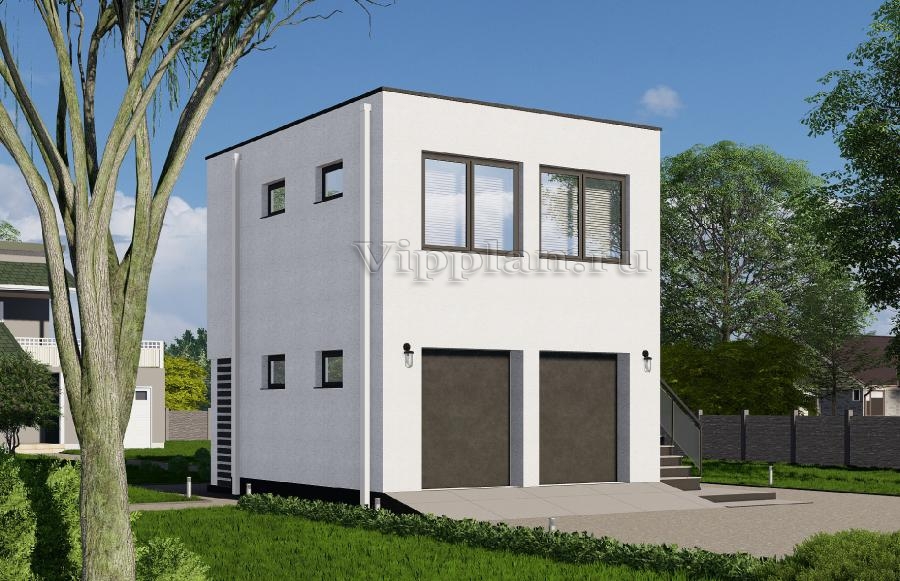 Двухэтажное здание с гаражом и подвалом